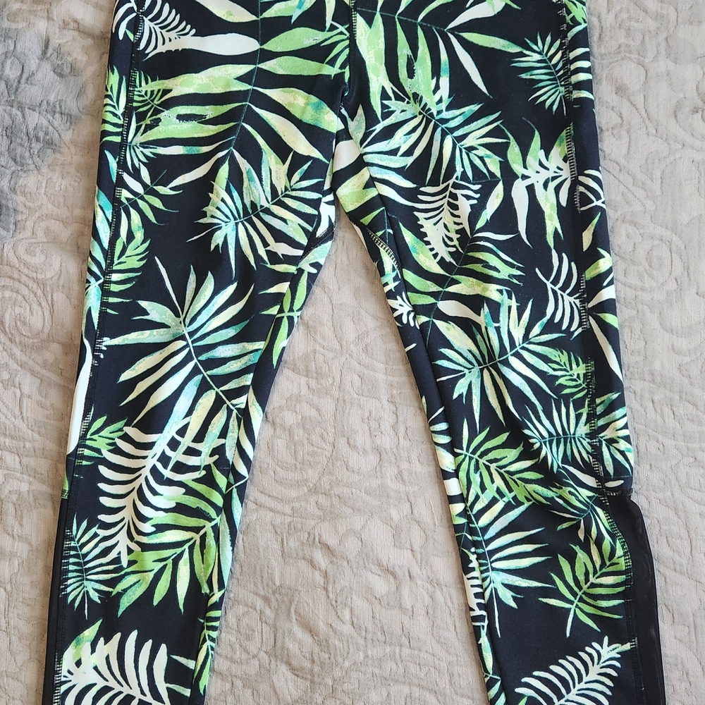 Tropical Leaf Print Womens Leggings